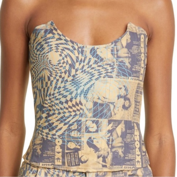 MIAOU Tops - Miaou Blue and Beige Graphic Top